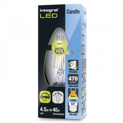 E27 Candle Glas 470Lm 4,5 Watt (40W) 2700K Dæmpbar