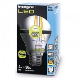 E27 Mini Globe Glas 470Lm 4 Watt (36W) 2700K