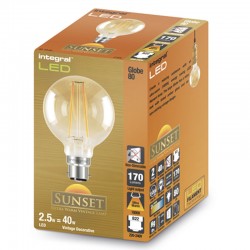 B22 Vintage Globe Glas 80 mm 170Lm 2,5 Watt (40W) 1800K