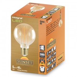 E27 Vintage Globe Glas 80mm 380Lm 5 Watt (40W) 1800K Dæmpbar