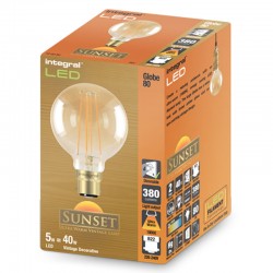 B22 Vintage Globe Glas 80mm 380Lm 5 Watt (40W) 1800K Dæmpbar