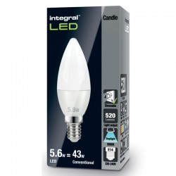 E14 Kerte 520Lm 5,6 Watt (40W) 5000K Matteret Dæmpbar