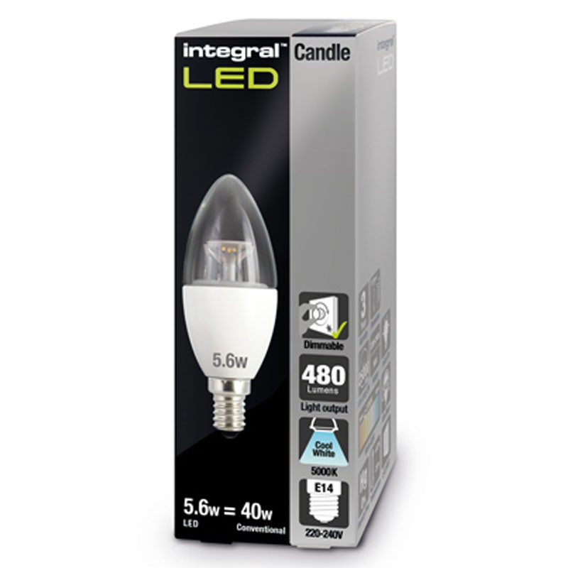 E14 Kerte 480Lm 5,6 Watt (40W) 5000K Klar Dæmpbar