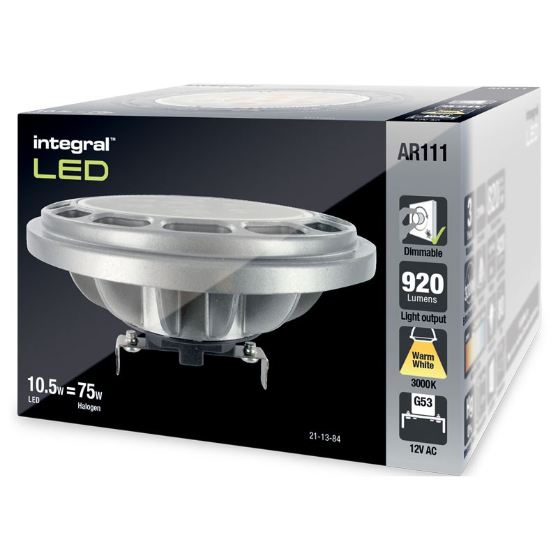 AR111 / G53 1250Lm 16 Watt (110W) 3000K 12V Dæmpbar