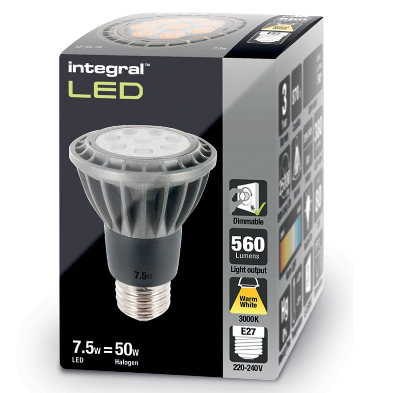 PAR20 620Lm 7,5 Watt (77W) 3000K Dæmpbar