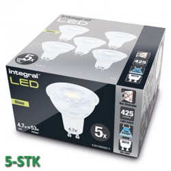 GU10 425Lm 4,7 Watt (53W) 6500K Glas 5-Pak