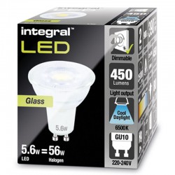 GU10 345Lm 3,6 Watt (56W) 6500K Glas Dæmpbar