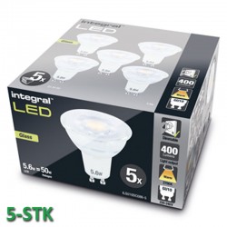 GU10 400Lm 5,6 Watt (50W) 2700K Glas Dæmpbar 5-Pak