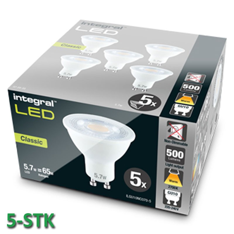 GU10 Classic 500Lm 5,7 Watt (65W) 2700K 5-Pak