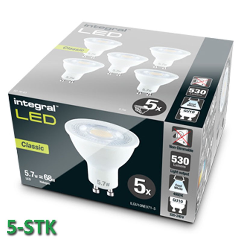 GU10 Classic 530Lm 5,7 Watt (68W) 4000K 5-pak