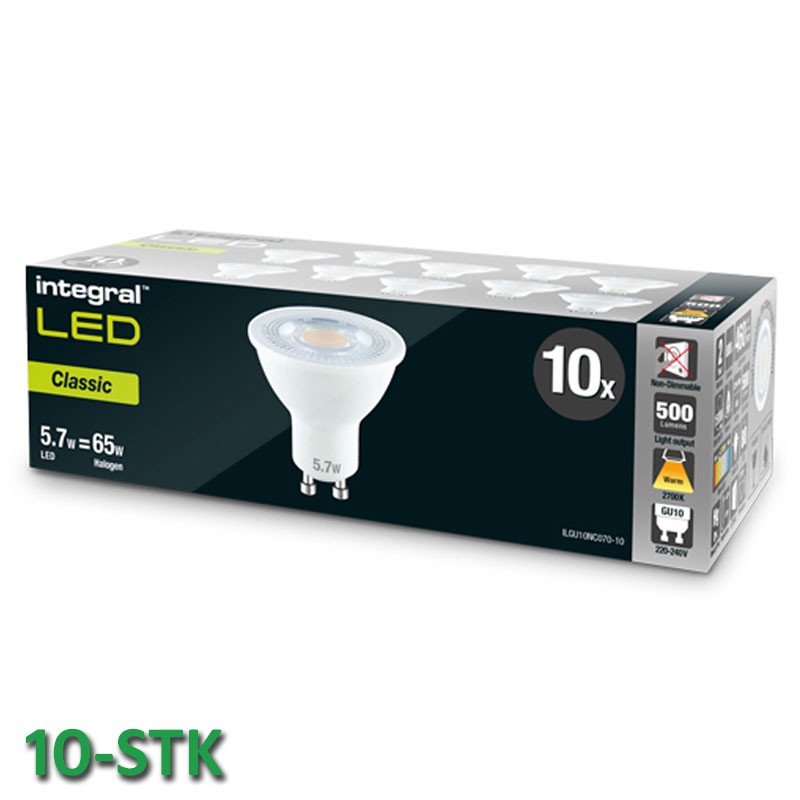 GU10 Classic 500Lm 5,7 Watt (65W) 2700K 10-Pak