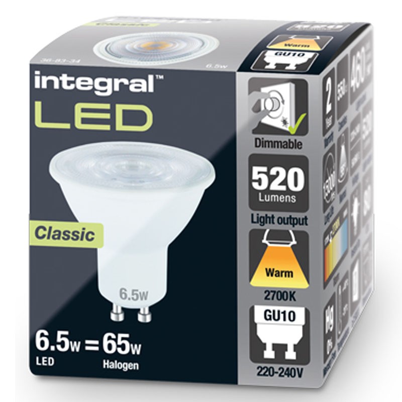 GU10 Classic 520Lm 4,9 Watt (65W) 2700K dæmpbar 55gr
