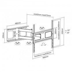 reflecta PLEXO 70-6040T Black TV Beslag