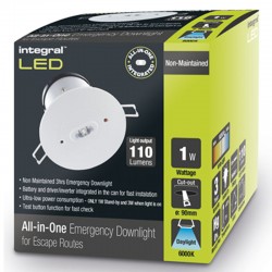 Downlight All-in-one Nødbelysning 115Lm 1 Watt vedligeholdelsesfri