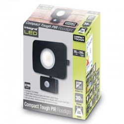 Compact-Tough Floodlight 30 Watt 4000K 2700Lm PIR Sensor Sort