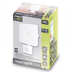 Compact-Tough Floodlight 30 Watt 3000K 2700Lm PIR Sensor hvid