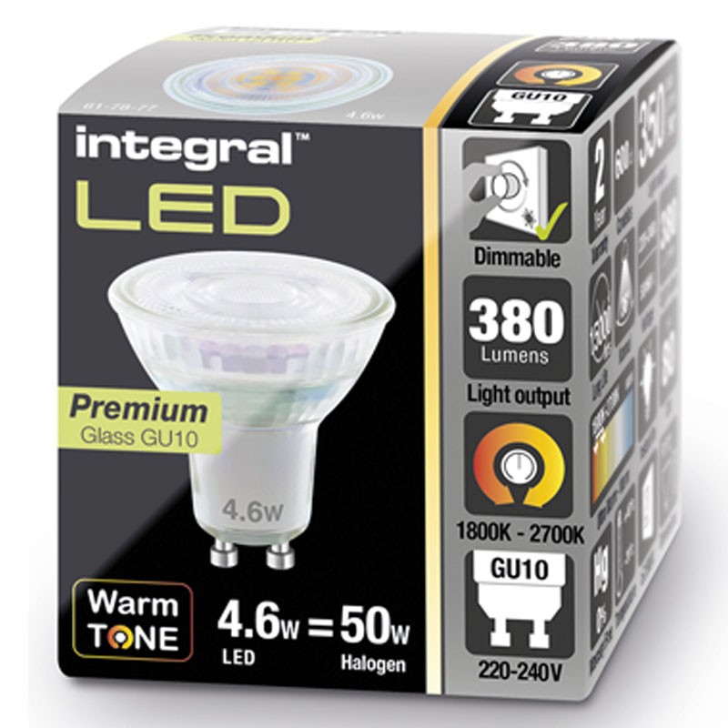 GU10 Warmtone 380Lm 4,6 Watt (50W) 1800-2700K dæmpbar