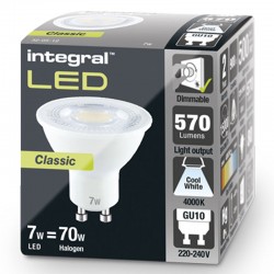 GU10 Classic 600Lm 5,7 Watt (70W) 4000K dæmpbar